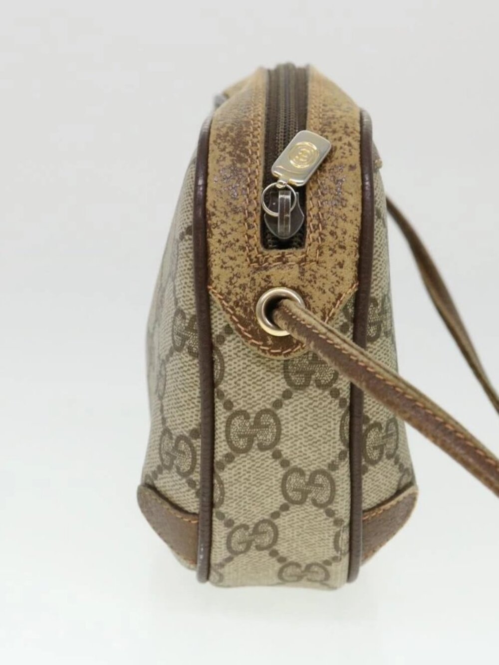 GUCCI Web Sherry Line GG Canvas Shoulder Bag PVC Leather Beige Green Auth rd4502 - Picture 5 of 16